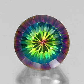 Quartzo místico multicolorido natural 10,07ct, corte redondo, VVS-VS
