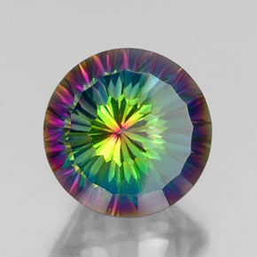 Quartzo místico multicolorido natural 10,07ct, corte redondo, VVS-VS