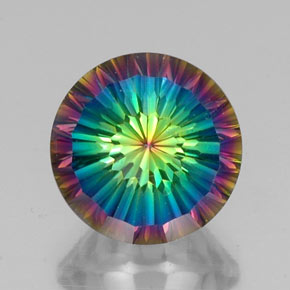 Quartzo místico multicolorido natural 9,87ct, corte redondo, VVS-VS