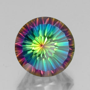 Quartzo místico multicolorido natural 9,87ct, corte redondo, VVS-VS