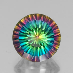 Quartzo místico multicolorido natural 9,52ct, corte redondo, VVS-VS