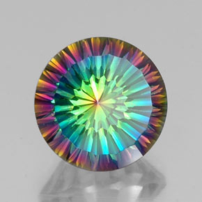 Quartzo místico multicolorido natural 9,52ct, corte redondo, VVS-VS