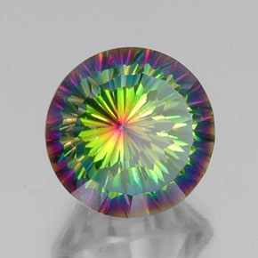 Quartzo místico multicolorido natural 10,07ct, corte redondo, VS