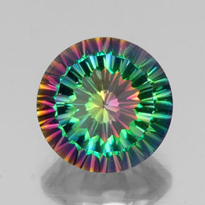 Quartzo místico multicolorido natural 9,63ct, corte redondo, VVS-VS