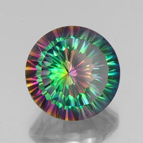 Quartzo místico multicolorido natural 9,63ct, corte redondo, VVS-VS