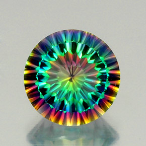 Quartzo místico multicolorido natural 8,64ct, corte redondo, VVS-VS