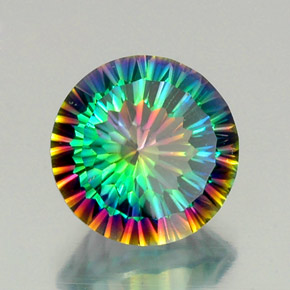 Quartzo místico multicolorido natural 8,64ct, corte redondo, VVS-VS