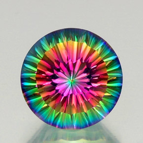 Quartzo místico multicolorido natural 12,84ct, corte redondo, VVS-VS