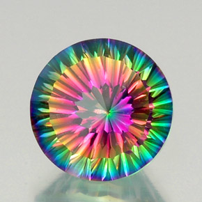 Quartzo místico multicolorido natural 12,84ct, corte redondo, VVS-VS