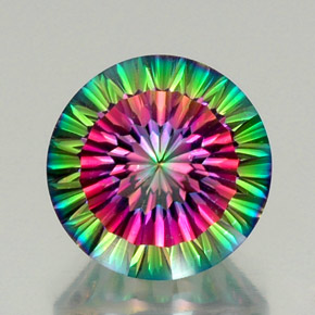 Quartzo místico multicolorido natural 12,39ct, corte redondo, VVS-VS