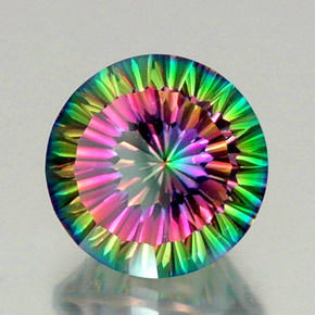 Quartzo místico multicolorido natural 12,39ct, corte redondo, VVS-VS