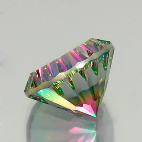 Quartzo místico multicolorido natural 12,39ct, corte redondo, VVS-VS