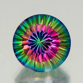 Quartzo místico multicolorido natural 12,28ct, corte redondo, VVS-VS
