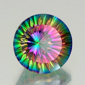 Quartzo místico multicolorido natural 12,28ct, corte redondo, VVS-VS
