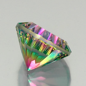 Quartzo místico multicolorido natural 12,28ct, corte redondo, VVS-VS
