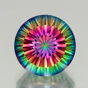 Quartzo místico multicolorido natural 12,30ct, corte redondo, VVS