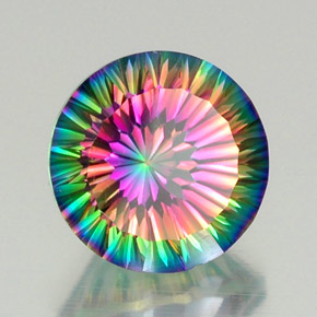Quartzo místico multicolorido natural 12,30ct, corte redondo, VVS