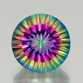 Quartzo místico multicolorido natural 11,81ct, corte redondo, VVS