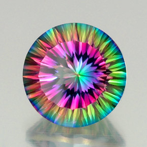 Quartzo místico multicolorido natural 11,81ct, corte redondo, VVS