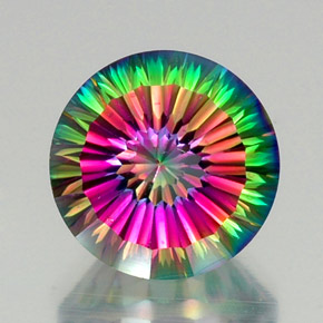 Quartzo místico multicolorido natural 12,73ct, corte redondo, VVS-VS