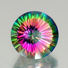 Quartzo místico multicolorido natural 12,73ct, corte redondo, VVS-VS