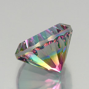 Quartzo místico multicolorido natural 12,73ct, corte redondo, VVS-VS