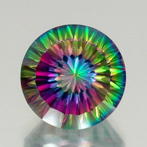 Quartzo místico multicolorido natural 12,85ct, corte redondo, VVS