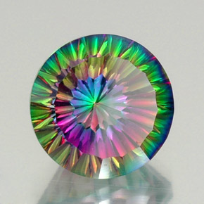 Quartzo místico multicolorido natural 12,85ct, corte redondo, VVS