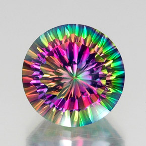 Quartzo místico multicolorido natural 11,90ct, corte redondo, VVS