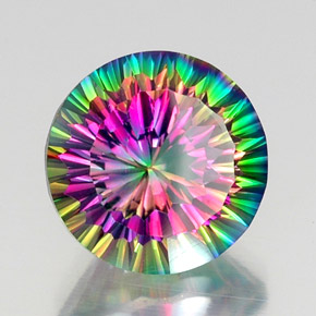 Quartzo místico multicolorido natural 11,90ct, corte redondo, VVS
