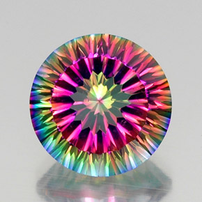 Quartzo místico multicolorido natural 11,52ct, corte redondo, VVS-VS