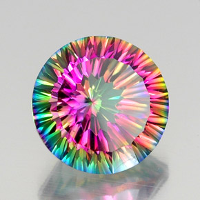 Quartzo místico multicolorido natural 11,52ct, corte redondo, VVS-VS