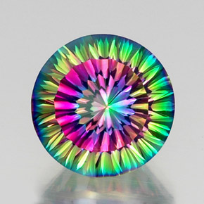 Quartzo Místico Top Rainbow Natural 12.22ct, Corte Redondo, VVS