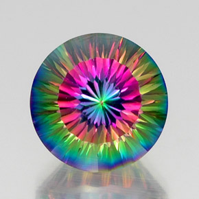 Quartzo místico multicolorido natural 12,20ct, corte redondo, VVS