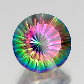 Quartzo místico multicolorido natural 12,20ct, corte redondo, VVS
