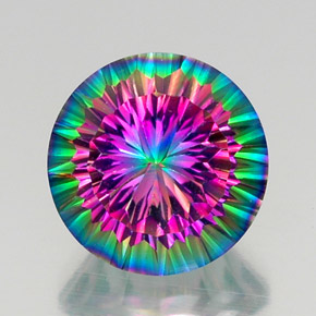 Quartzo místico multicolorido natural 11,75ct, corte redondo, VVS