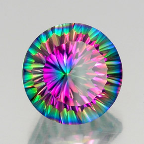 Quartzo místico multicolorido natural 11,75ct, corte redondo, VVS