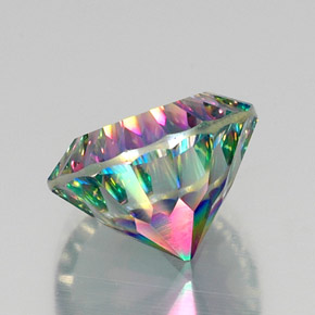 Quartzo místico multicolorido natural 11,75ct, corte redondo, VVS