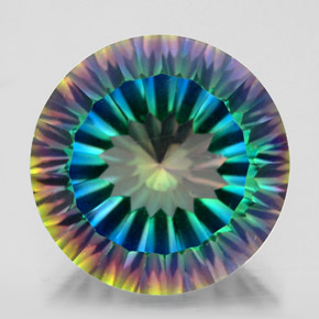 Quartzo místico multicolorido natural 9,77ct, corte redondo, VVS