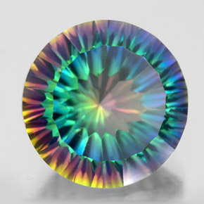 Quartzo místico multicolorido natural 9,77ct, corte redondo, VVS
