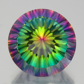 Quartzo místico multicolorido natural 10,47ct, corte redondo, VS
