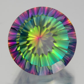 Quartzo místico multicolorido natural 10,47ct, corte redondo, VS