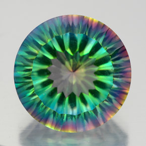 Quartzo místico multicolorido natural 9,56ct, corte redondo, VVS-VS