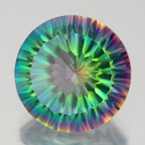 Quartzo místico multicolorido natural 9,56ct, corte redondo, VVS-VS