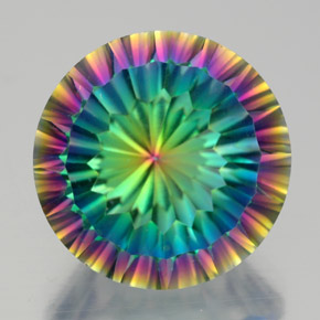 Quartzo místico multicolorido natural 9,48ct, corte redondo, VVS
