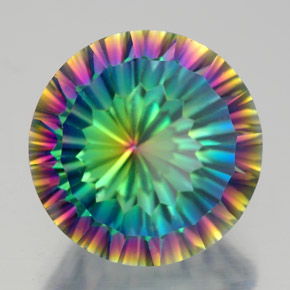 Quartzo místico multicolorido natural 9,48ct, corte redondo, VVS