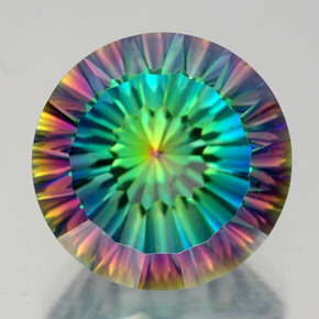 Quartzo místico multicolorido natural 10,16ct, corte redondo, VVS-VS