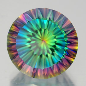 Quartzo místico multicolorido natural 10,16ct, corte redondo, VVS-VS