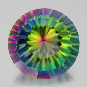 Quartzo místico multicolorido natural 10,68ct, corte redondo, VVS-VS