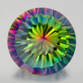 Quartzo místico multicolorido natural 10,68ct, corte redondo, VVS-VS